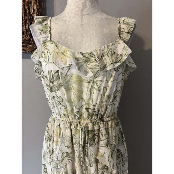 Anthropologie Gal Meets Glam Dress 6 NWT Green Cream Maxi Flowy NWT $198 - Picture 5 of 10